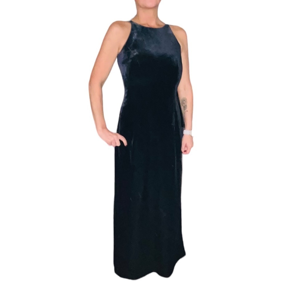 Laundry By Shelli Segal Black Velvet Dress Size 6 - Picture 5 of 12